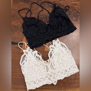 Black and White Lace Free People Bralette Set